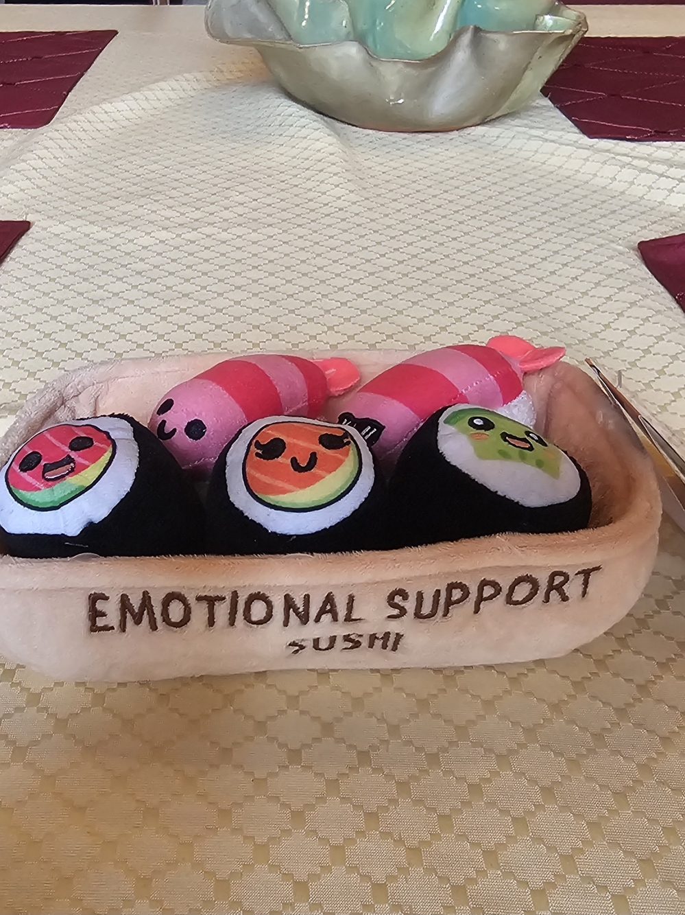 Emotional Support Sushi Plush Toy Set - Pink and Black